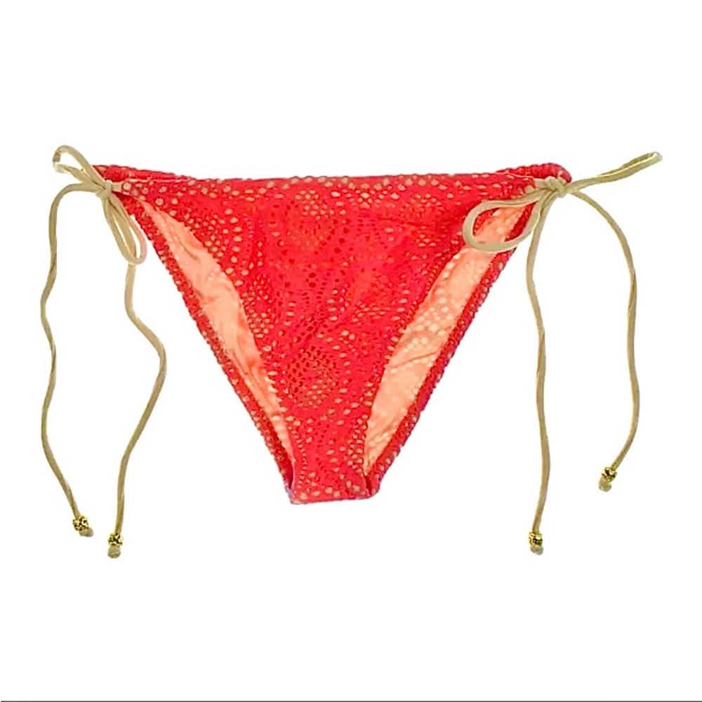 Eberjey L Boho Coral Crochet Cheeky String Bikini! NEW!